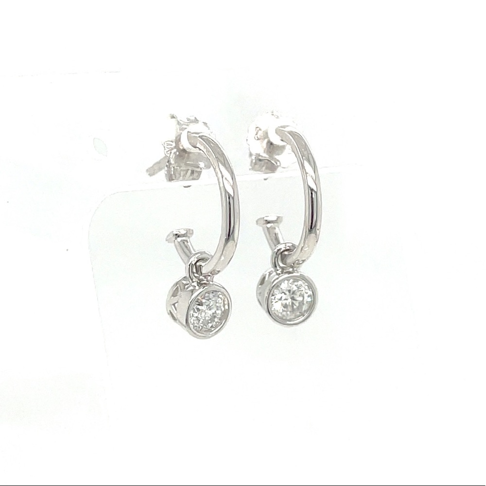 Bezel Set Dangle Earrings - image 2